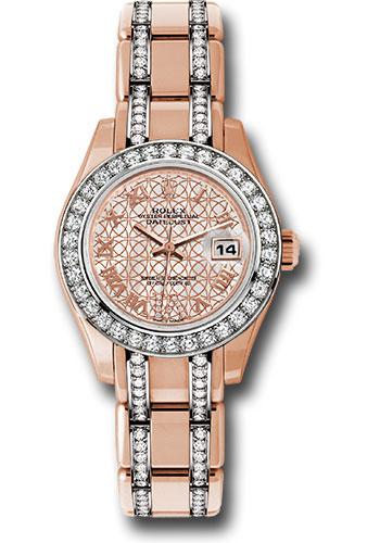 Rolex Lady-Datejust 80285 Everose Gold Pearlmaster 29 34 Diamond Bezel - Mother-Of-Pearl And Pink Gold Lotus Flower Motif Roman Dial - .74945 mfldr