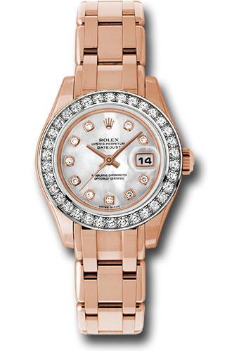 Rolex Lady-Datejust 80285 Everose Gold Pearlmaster 29 34 Diamond Bezel - Mother-Of-Pearl Diamond Dial - md