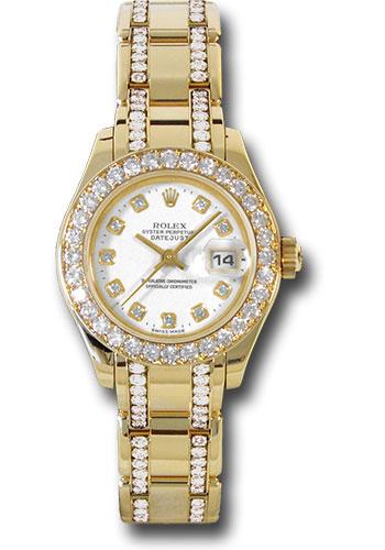 Rolex Lady-Datejust 80298 Yellow Gold Pearlmaster 29 32 Diamond Bezel - White Diamond Dial - .74948 wd