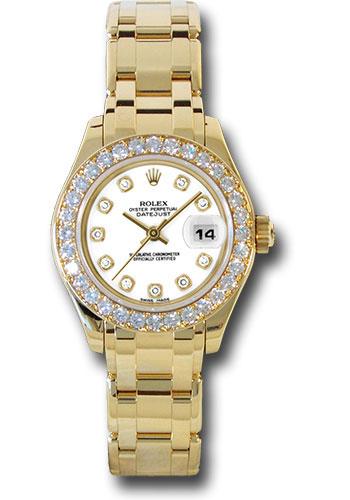 Rolex Lady-Datejust 80298 Yellow Gold Pearlmaster 29 32 Diamond Bezel - White Diamond Dial - wd
