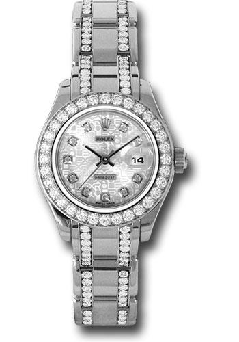 Rolex Lady-Datejust 80299 White Gold Pearlmaster 29 32 Diamond Bezel - Silver Jubilee Diamond Dial - .74949 sjd