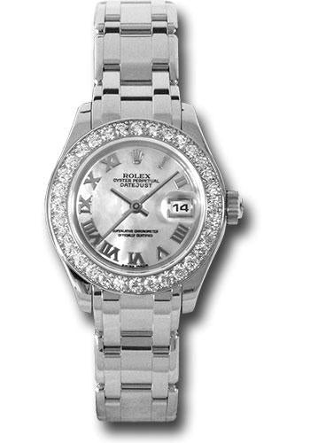 Rolex Lady-Datejust 80299 White Gold Pearlmaster 29 32 Diamond Bezel - Mother-Of-Pearl Roman Dial - mr