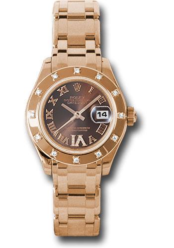 Rolex Lady-Datejust 80315 Pink Gold Pearlmaster 29 12 Diamond Bezel - Chocolate Brown Diamond Roman Vi Roman Dial - brrd Main image