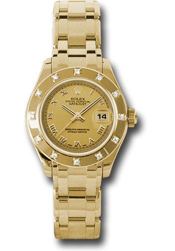 Rolex Lady-Datejust 80318 Yellow Gold Pearlmaster 29 12 Diamond Bezel - Champagne Roman Dial - chr