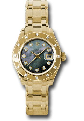 Rolex Lady-Datejust 80318 Yellow Gold Pearlmaster 29 12 Diamond Bezel - Dark Mother-Of-Pearl Diamond Dial - dkmd