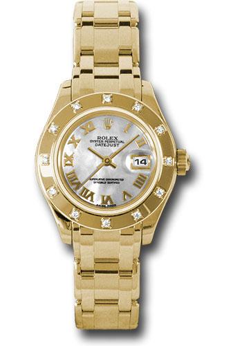 Rolex Lady-Datejust 80318 Yellow Gold Pearlmaster 29 12 Diamond Bezel - Mother-Of-Pearl Roman Dial - mr