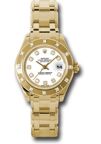 Rolex Lady-Datejust 80318 Yellow Gold Pearlmaster 29 12 Diamond Bezel - White Diamond Dial - wd Main image