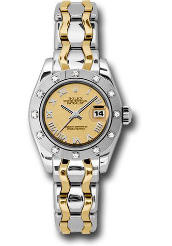 Rolex Lady-Datejust 80319 White Gold Pearlmaster 29 12 Diamond Bezel - Champagne Mirror Roman Dial - chrbic