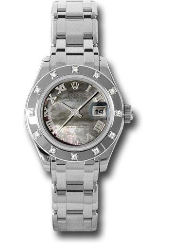 Rolex Lady-Datejust 80319 White Gold Pearlmaster 29 12 Diamond Bezel - Dark Mother-Of-Pearl Roman Dial - dkmr