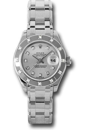 Rolex Lady-Datejust 80319 White Gold Pearlmaster 29 12 Diamond Bezel - Silver Diamond Dial - sd