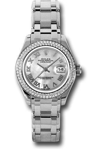 Rolex Lady-Datejust 80339 White Gold Pearlmaster 29 116 Diamond Bezel - Mother-Of-Pearl Roman Dial - mr