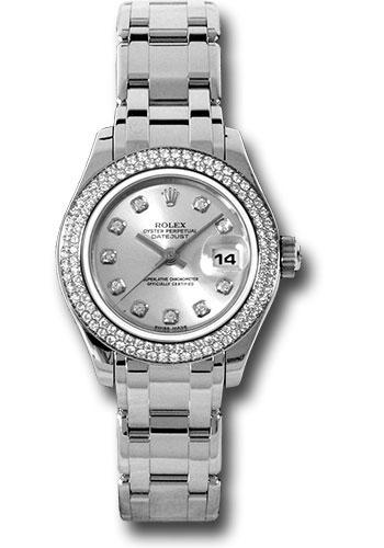 Rolex Lady-Datejust 80339 White Gold Pearlmaster 29 116 Diamond Bezel - Silver Diamond Dial - sd