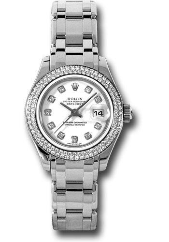 Rolex Lady-Datejust 80339 White Gold Pearlmaster 29 116 Diamond Bezel - White Diamond Dial - wd