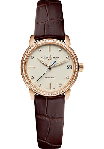 Ulysse Nardin Classico 31mm - Rose Gold Case - Eggshell Diamond Dial - Leather Strap