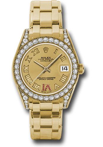 Rolex Datejust 81158 Yellow Gold Pearlmaster 34 34 Diamond Bezel - Champagne Ruby Roman Vi Roman Dial - chrr Main image