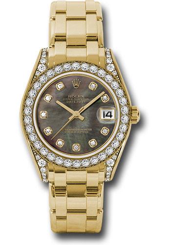 Rolex Datejust 81158 Yellow Gold Pearlmaster 34 34 Diamond Bezel - Black Mother-Of-Pearl Diamond Dial - dkmd Main image
