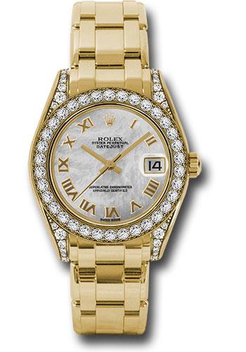 Rolex Datejust 81158 Yellow Gold Pearlmaster 34 34 Diamond Bezel - White Mother-Of-Pearl Roman Dial - mr Main image
