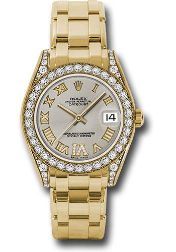 Rolex Datejust 81158 Yellow Gold Pearlmaster 34 34 Diamond Bezel - Silver Roman Dial - sdr Main image