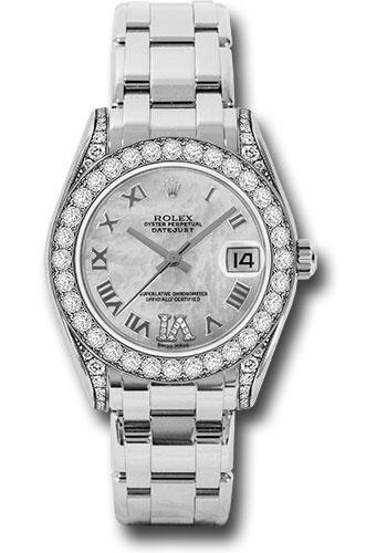 Rolex Datejust 81159 White Gold Pearlmaster 34 34 Diamond Bezel - White Mother-Of-Pearl Roman Dial - mdr Main image