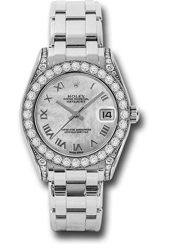 Rolex Datejust 81159 White Gold Pearlmaster 34 34 Diamond Bezel - White Mother-Of-Pearl Roman Dial - mr Main image