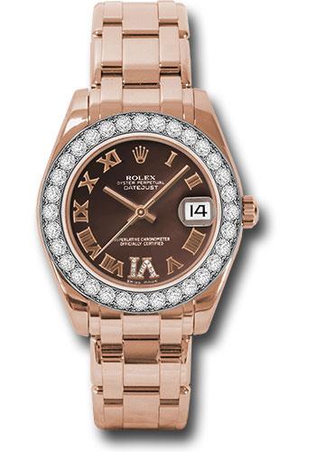 Rolex Datejust 81285 Everose Gold Pearlmaster 34 32 Diamond Bezel - Chocolate Roman Dial - chodrp Main image