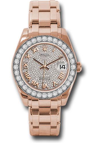 Rolex Datejust 81285 Everose Gold Pearlmaster 34 32 Diamond Bezel - Diamond Paved Roman Dial - dprp Main image