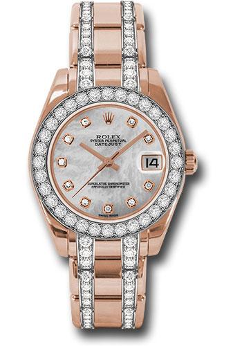 Rolex Datejust 81285 Everose Gold Pearlmaster 34 32 Diamond Bezel - Mother-Of-Pearl Diamond Dial - mddp