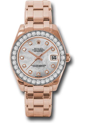 Rolex Datejust 81285 Everose Gold Pearlmaster 34 32 Diamond Bezel - Mother-Of-Pearl Diamond Dial - mdp