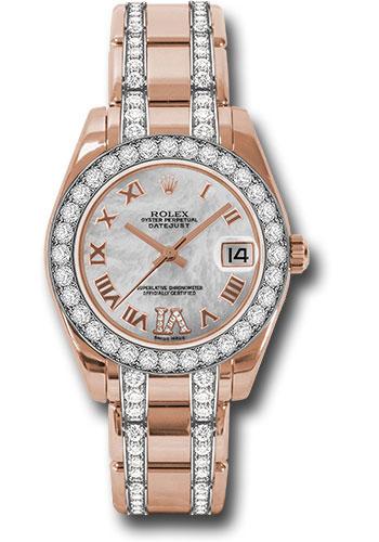 Rolex Datejust 81285 Everose Gold Pearlmaster 34 32 Diamond Bezel - White Mother-Of-Pearl Roman Dial - mdrdp Main image