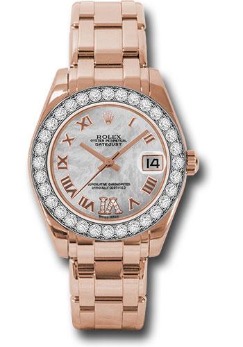 Rolex Datejust 81285 Everose Gold Pearlmaster 34 32 Diamond Bezel - White Mother-Of-Pearl Roman Dial - mdrp Main image