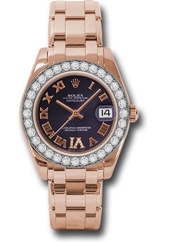 Rolex Datejust 81285 Everose Gold Pearlmaster 34 32 Diamond Bezel - Purple Roman Dial - pudr6p Main image