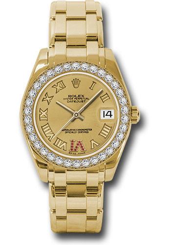 Rolex Datejust 81298 Yellow Gold Pearlmaster 34 34 Diamond Bezel - Champagne Ruby Roman Vi Roman Dial - chrr Main image