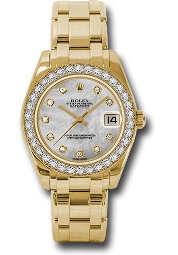 Rolex Datejust 81298 Yellow Gold Pearlmaster 34 34 Diamond Bezel - White Mother-Of-Pearl Diamond Dial - md Main image