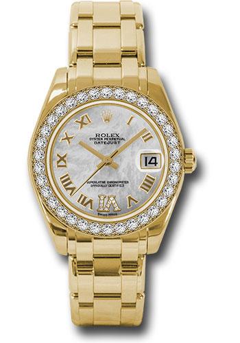 Rolex Datejust 81298 Yellow Gold Pearlmaster 34 34 Diamond Bezel - White Mother-Of-Pearl Roman Dial - mdr Main image