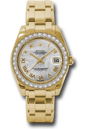Rolex Datejust 81298 Yellow Gold Pearlmaster 34 34 Diamond Bezel - White Mother-Of-Pearl Roman Dial - mr Main image