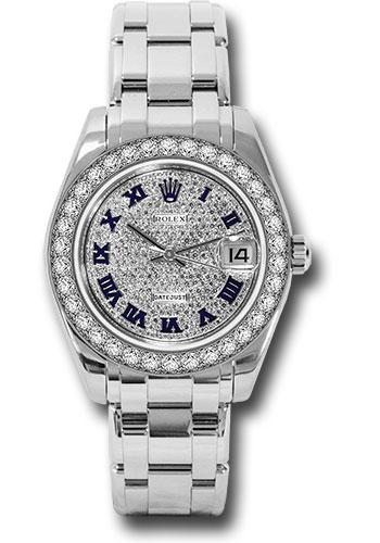 Rolex Datejust 81299 White Gold Pearlmaster 34 34 Diamond Bezel - Diamond Paved Roman Dial - dpr