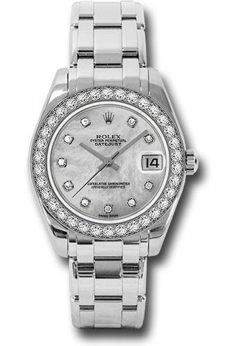Rolex Datejust 81299 White Gold Pearlmaster 34 34 Diamond Bezel - White Mother-Of-Pearl Diamond Dial - md Main image