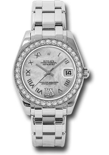 Rolex Datejust 81299 White Gold Pearlmaster 34 34 Diamond Bezel - White Mother-Of-Pearl Roman Dial - mdr Main image