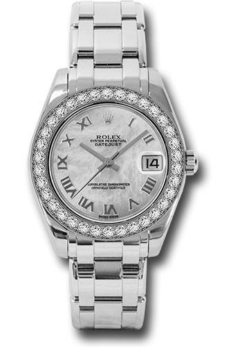 Rolex Datejust 81299 White Gold Pearlmaster 34 34 Diamond Bezel - White Mother-Of-Pearl Roman Dial - mr Main image