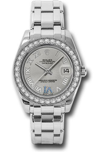 Rolex Datejust 81299 White Gold Pearlmaster 34 34 Diamond Bezel - Silver Roman Dial - ssr