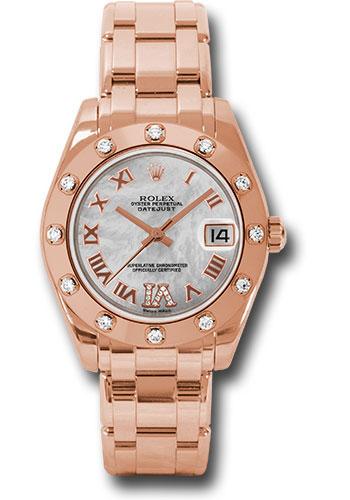 Rolex Datejust 81315 Everose Gold Pearlmaster 34 12 Diamond Bezel - White Mother-Of-Pearl Roman Dial - mdr Main image