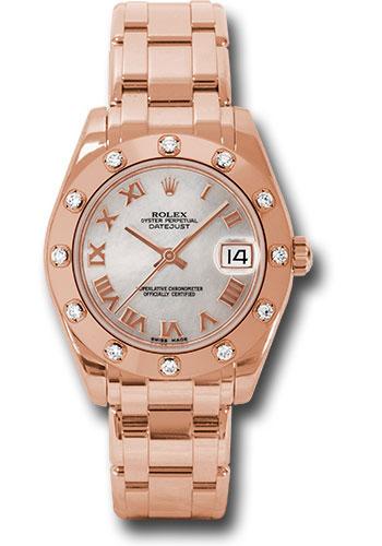 Rolex Datejust 81315 Pink Gold Pearlmaster 34 12 Diamond Bezel - Mother-Of-Pearl Roman Dial - mr Main image