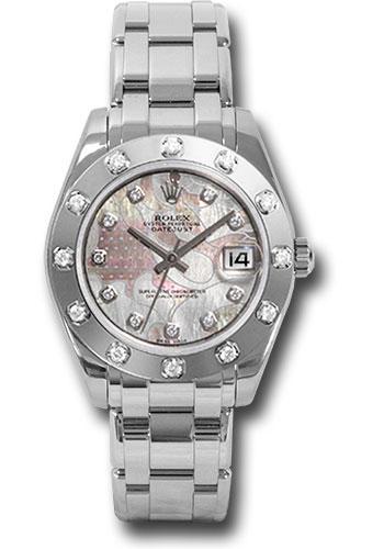 Rolex Datejust 81319 White Gold Pearlmaster 34 12 Diamond Bezel - Pink Goldust Dream Diamond Dial - pgdd