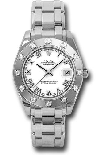 Rolex Datejust 81319 White Gold Pearlmaster 34 12 Diamond Bezel - White Roman Dial - wr Main image