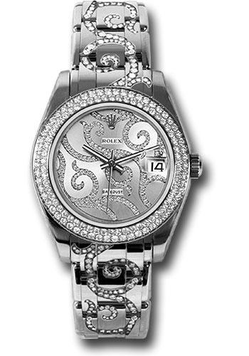 Rolex Datejust 81339 White Gold Pearlmaster 34 116 Diamond Bezel - Rhodium Arabesque Diamond Dial - arabesque