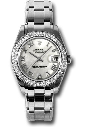 Rolex Datejust 81339 White Gold Pearlmaster 34 116 Diamond Bezel - Mother-Of-Pearl Roman Dial - mr