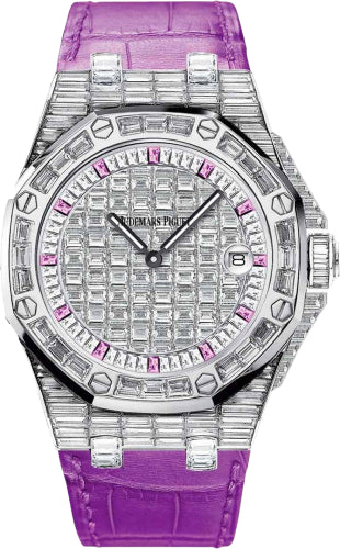Audemars Piguet Royal Oak Offshore 67543BC.ZZ.DXXXCR.01 Quartz 37mm Diamond Pave Pink Sapphires White Gold Leather Main image