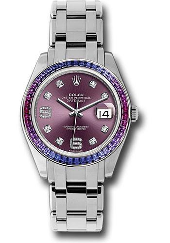 Rolex Datejust 86349SAFUBL White Gold Pearlmaster 39 48 Blue To Fuchsia Pink Gradient Baguette-Cut Sapphires Bezel - Red Grape Diamond Dial