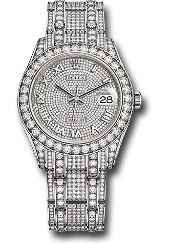 Rolex Oyster Perpetual 86409RBR White Gold Pearlmaster 39 Diamond Lugs - Diamond Bezel - Diamond Paved Roman Dial - Diamond Paved Bracelet