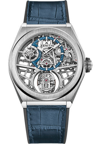 Zenith 95.9000.8812/78.R584 Defy Zero G Titanium - Openworked Dial - Black Rubber and Alligator Strap Main image
